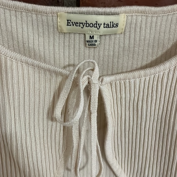 Everybody talks ribbed cropped wrap front topper tie front tan used - Picture 3 of 7